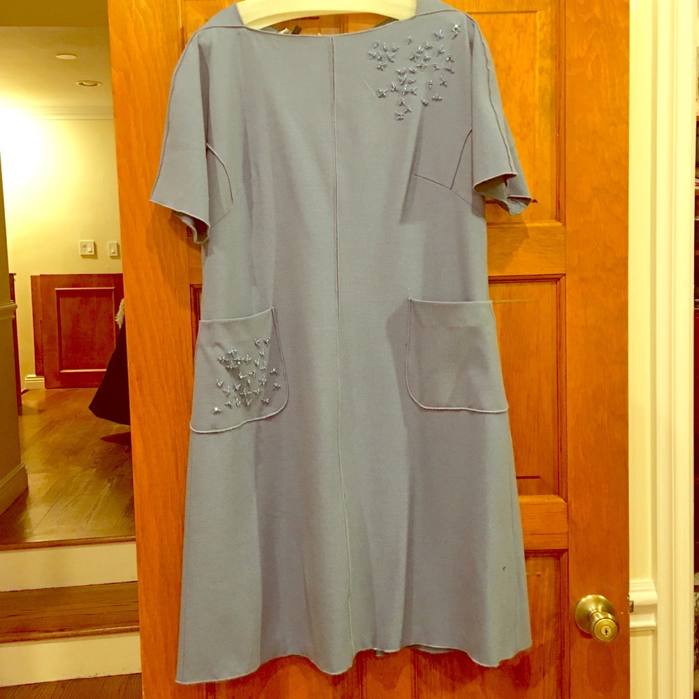 Rikki freeman Teri John blue embellished dress 16